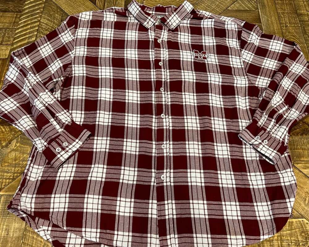 Knights Apparel Mississippi State Bulldogs Plaid Shirt Size 2XL/2XG Maroon